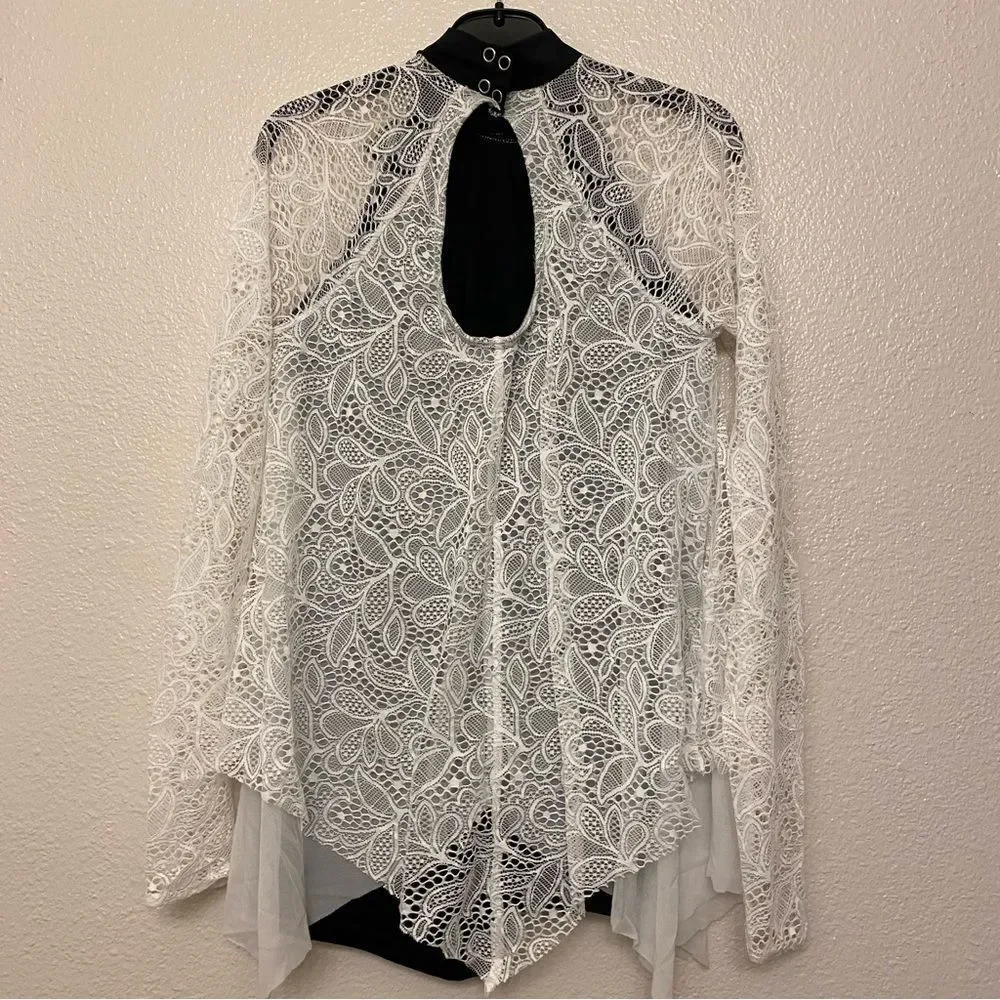 WEISSMAN Dance Costume black and White lace mesh Young And Beautiful 11893 MA